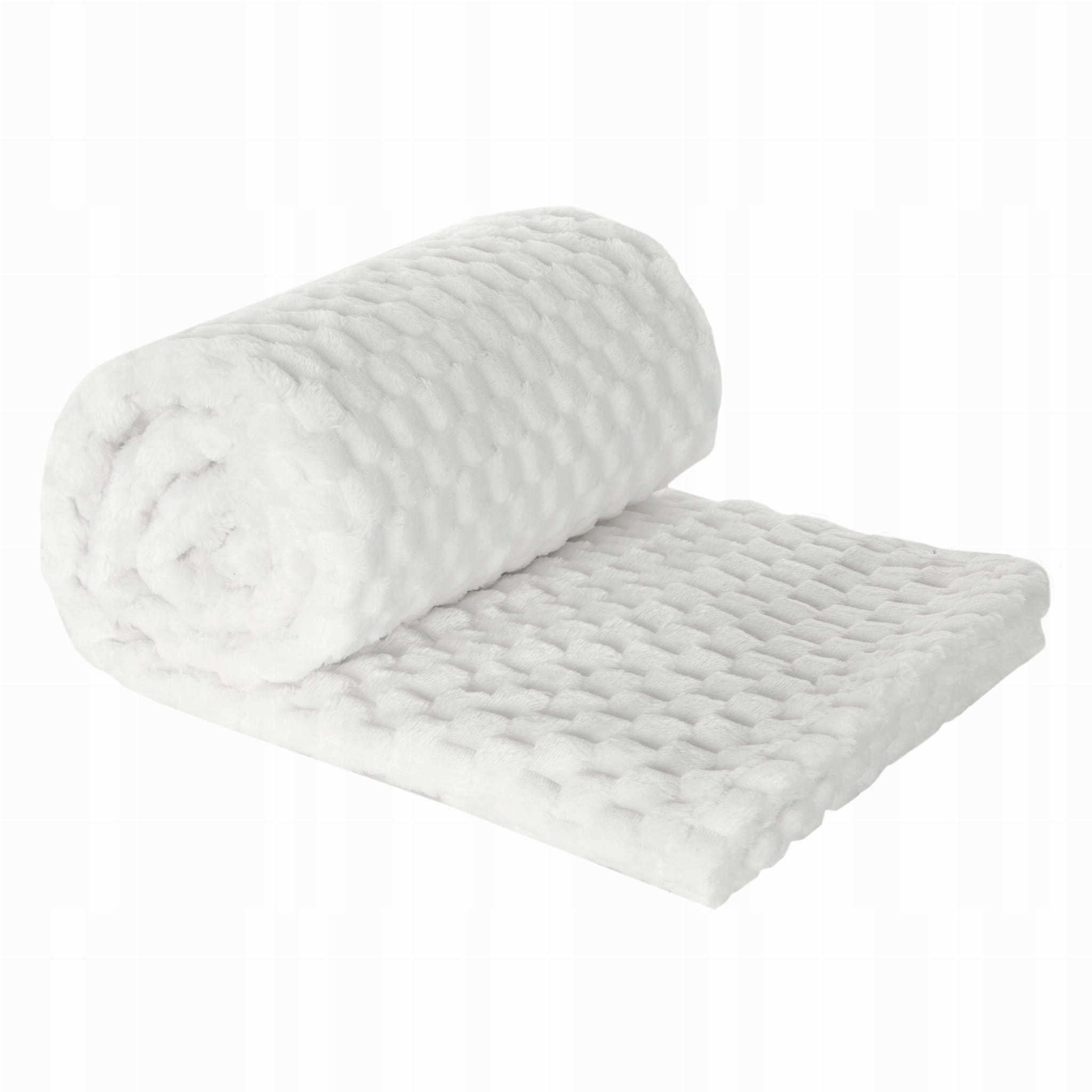 Koc narzuta pled CINDY6 z efektem 3D 200x220 Biały