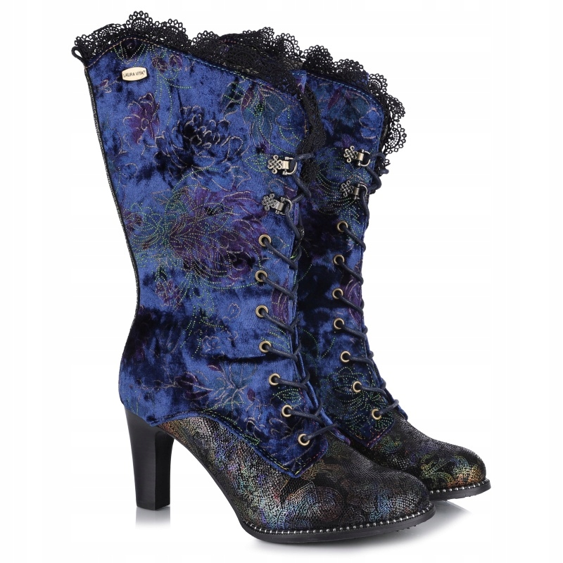 Dámské kozačky Laura Vita Alcbaneo 351 Indigo SL316-151D květy Kůže Vel. 39