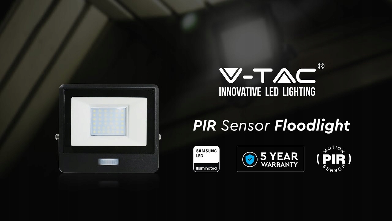 V-TAC SAMSUNG NAŚWIETLACZ LED HALOGEN NEUTRALNY CZUJNIK RUCHU 50W CZARNY Kolor czarny