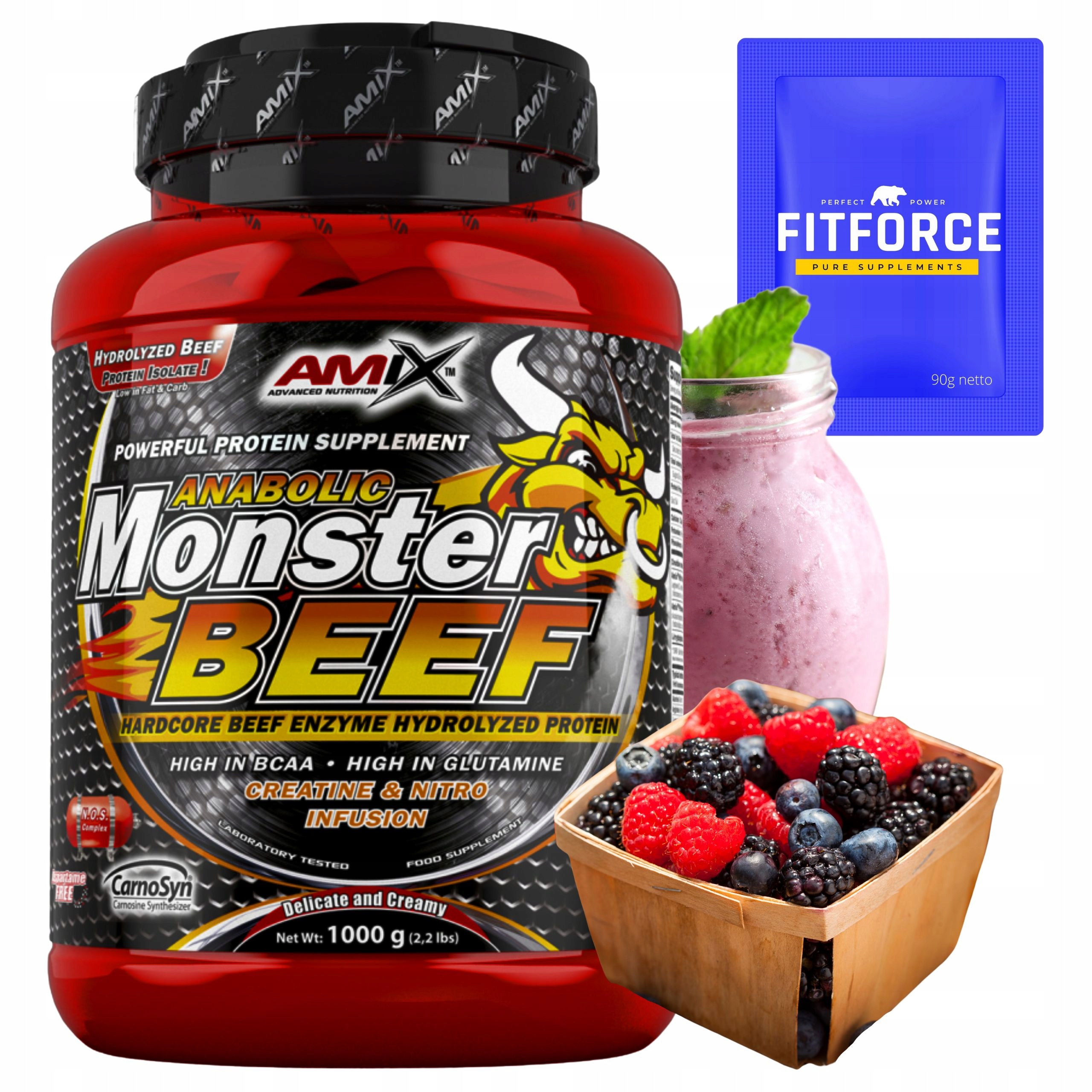 Amix Monster Beef 1000 g hydrolyzovaný hovězí protein Lesní ovoce