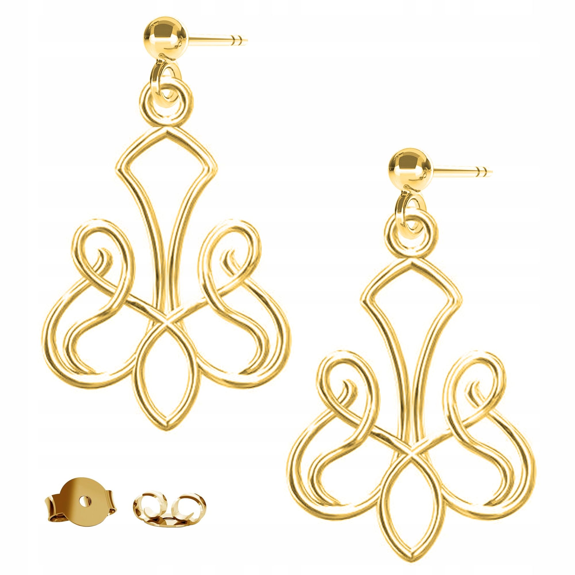 Náušnice zlaté visací Ažurové stříbro 925