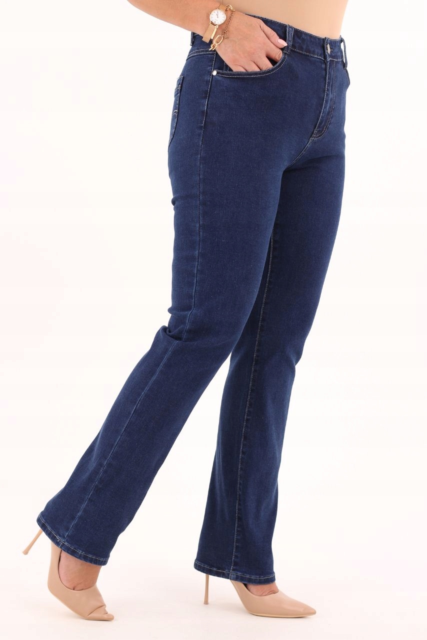 SPODNIE JEANSOWE DAMSKIE Z WYSOKIM STANEM DUŻE ROZMIARY WYSZCZUPLAJĄCE Rozmiar 52