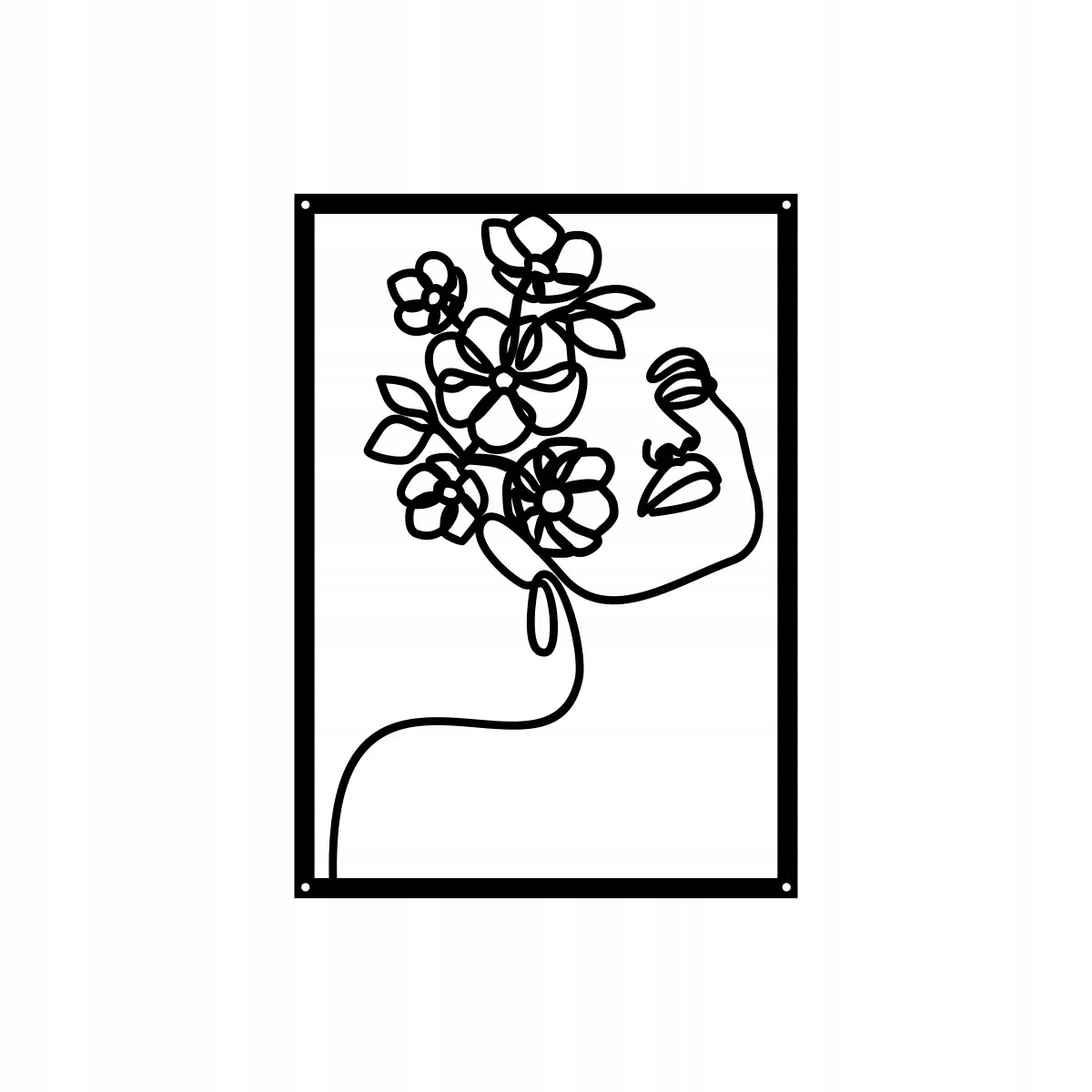 Kovový Dekor Čierny Oceľový hr. 2 mm Obraz na stenu Žena Kvety