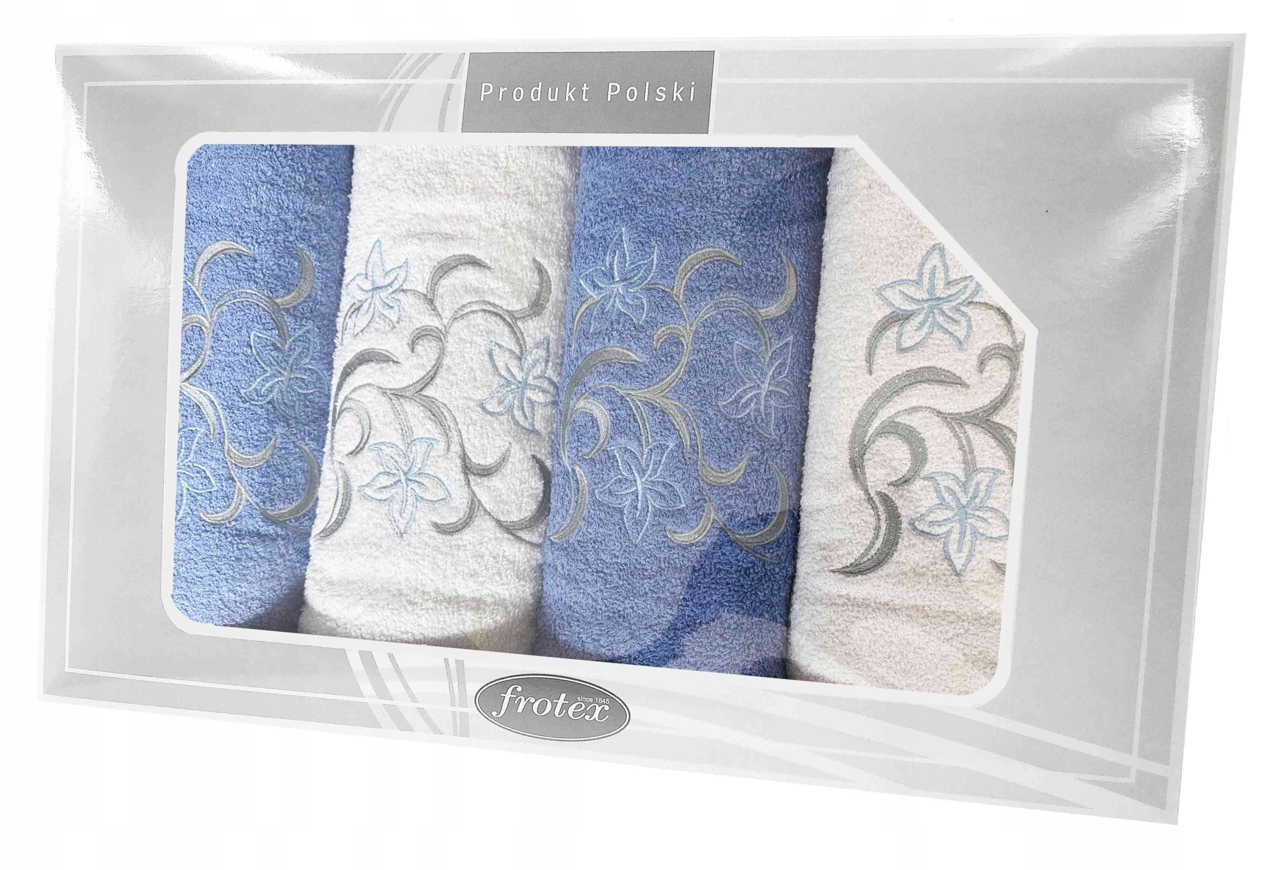 Komplet 4 ręczników 50 70 haft Gift II pudełko Greno biały niebieski w3
