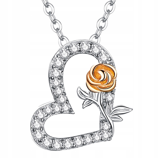 

Srebrny łańcuszek pr 925 z Serduszkiem I Różą