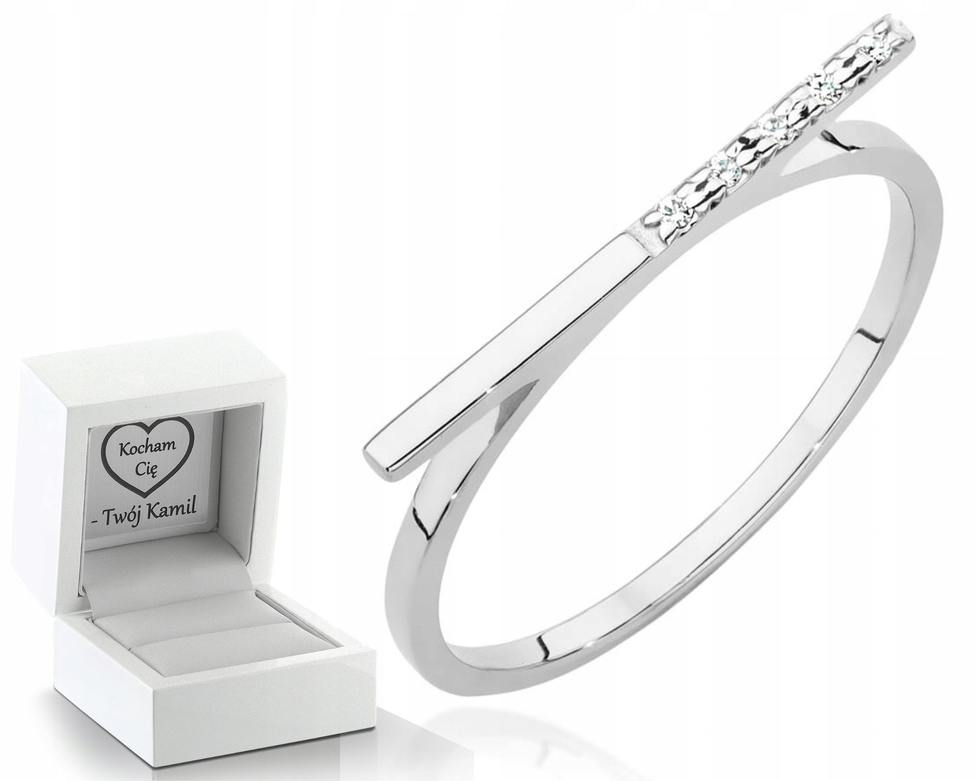 Prstýnek Bílé Zlato S Brilianty Gravírování Bonus