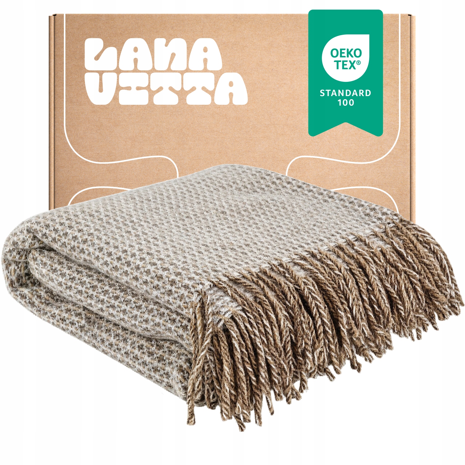 Polovlněná deka „Milena“ Přehoz na postel Pled Světle béžová 200х220 cm