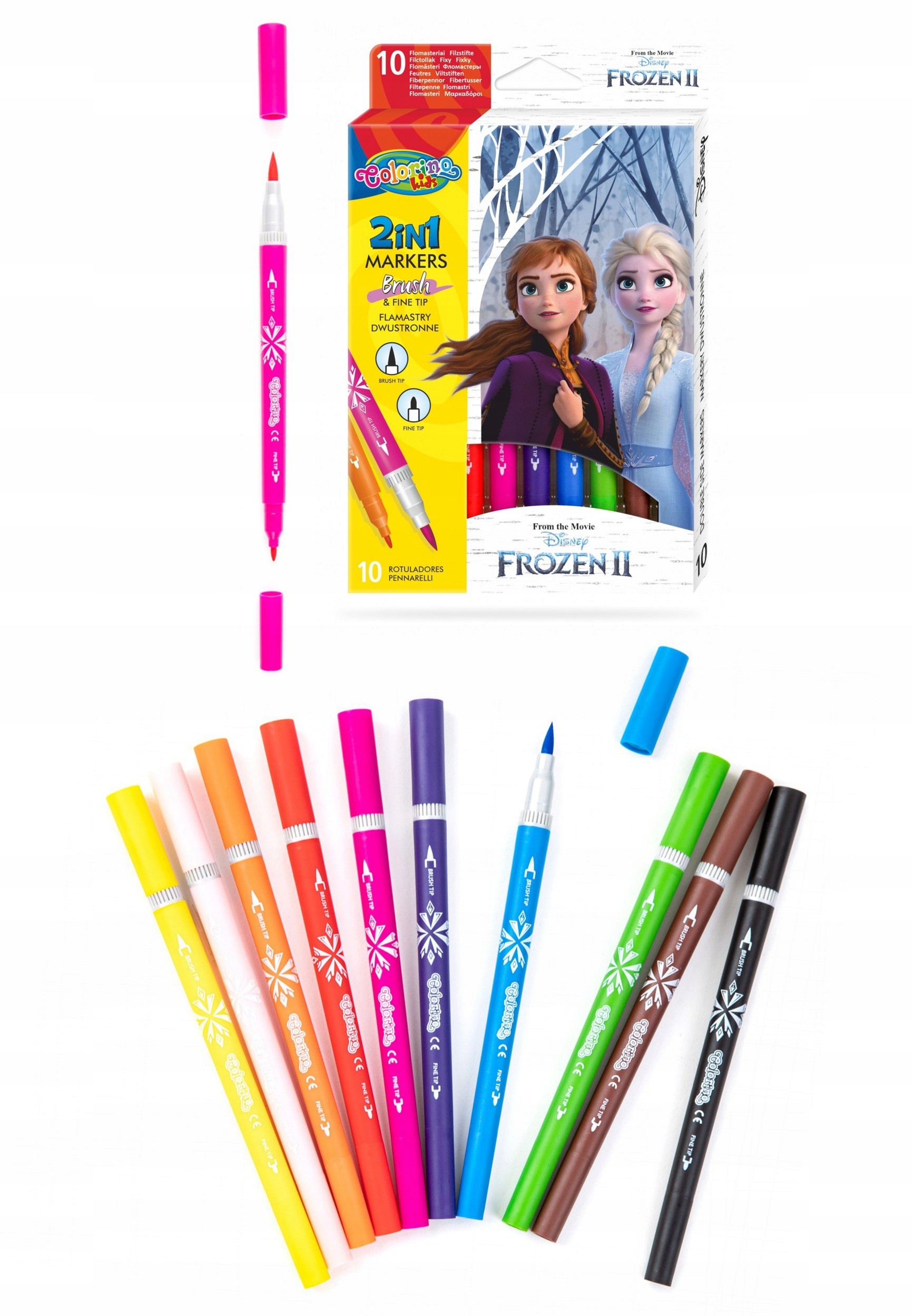 Flamastry dwustronne 10 kolorów Frozen II Colorino