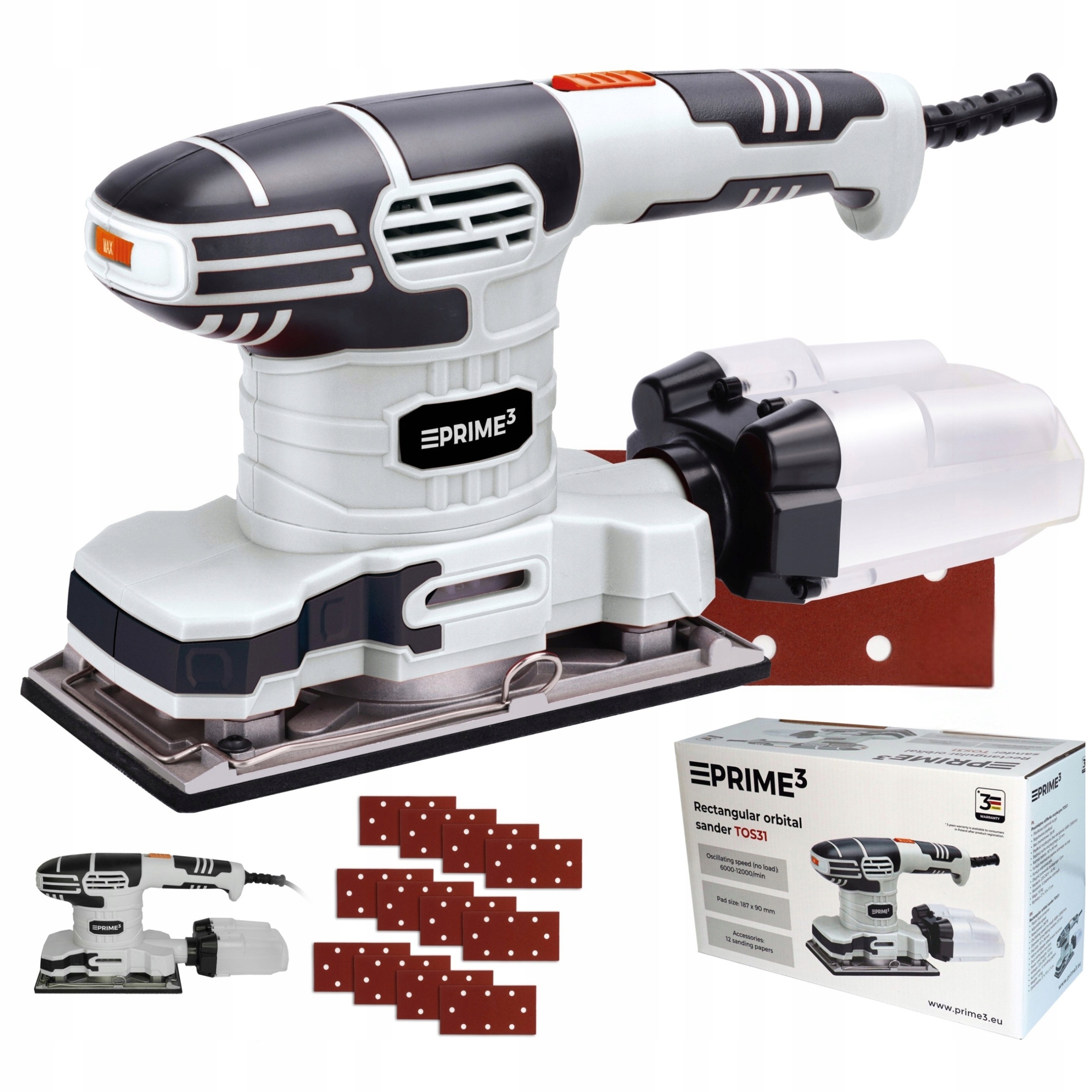 Szlifierka oscylacyjna 260 W do 12000 obrotów na minutę PRIME3 TOS31