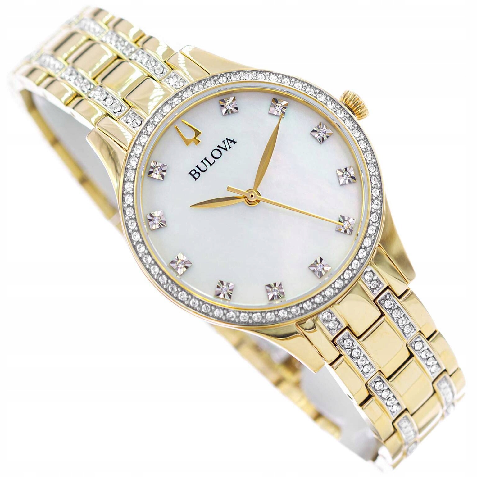 Dámské Hodinky Bulova 98X119 Set Se Dvěma Náramky Zirkony Zlaté