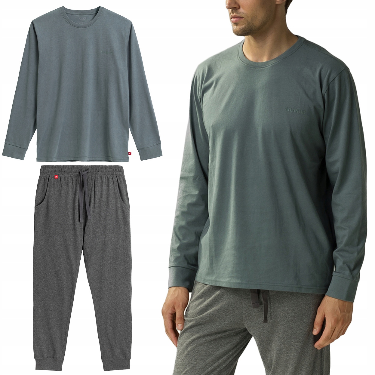 Pánské Pyžamo Atlantic NMP-372 volný dlouhý rukáv Bavlna L