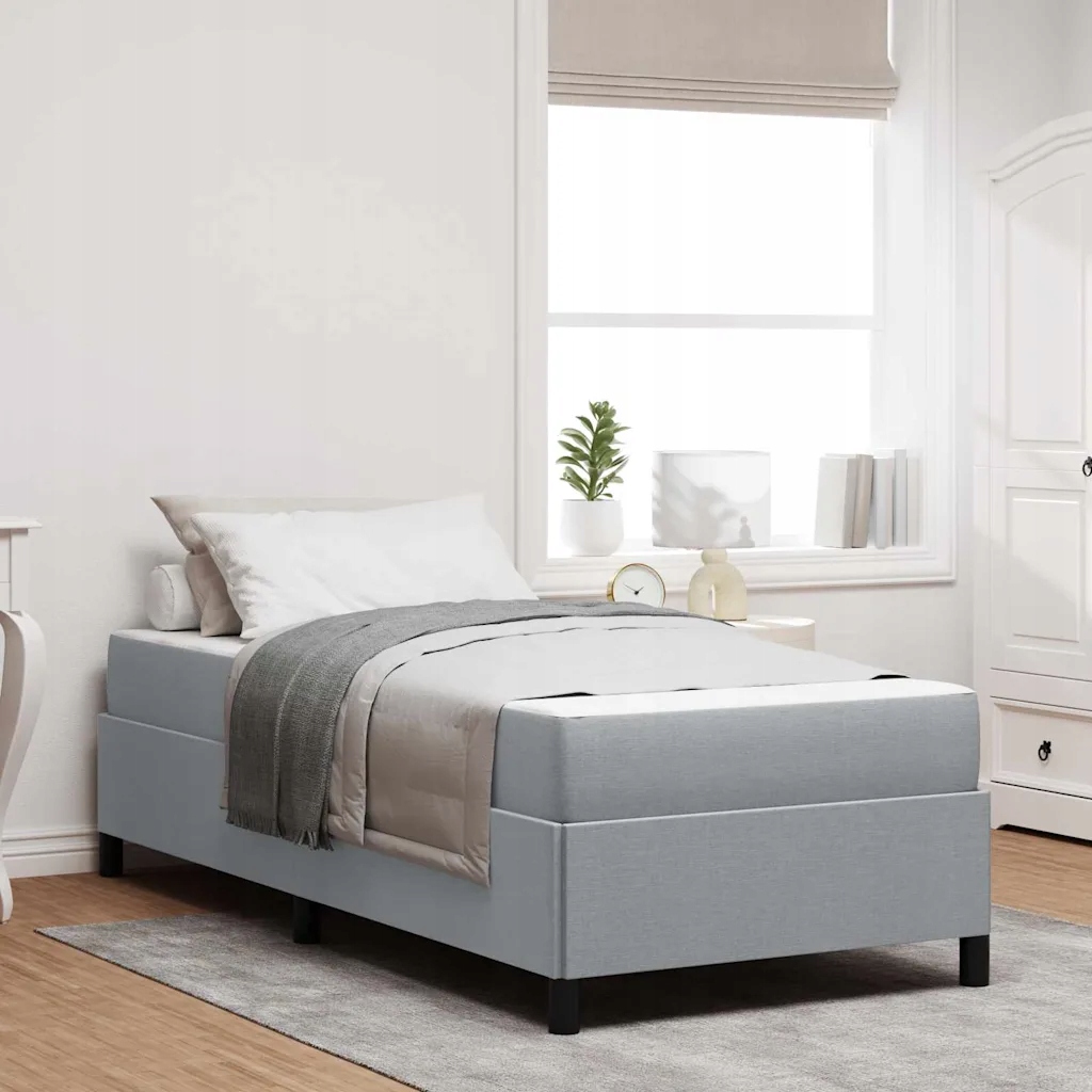 vidaXL Postel s boxspringem Světle šedá 100 x 200 cm textil