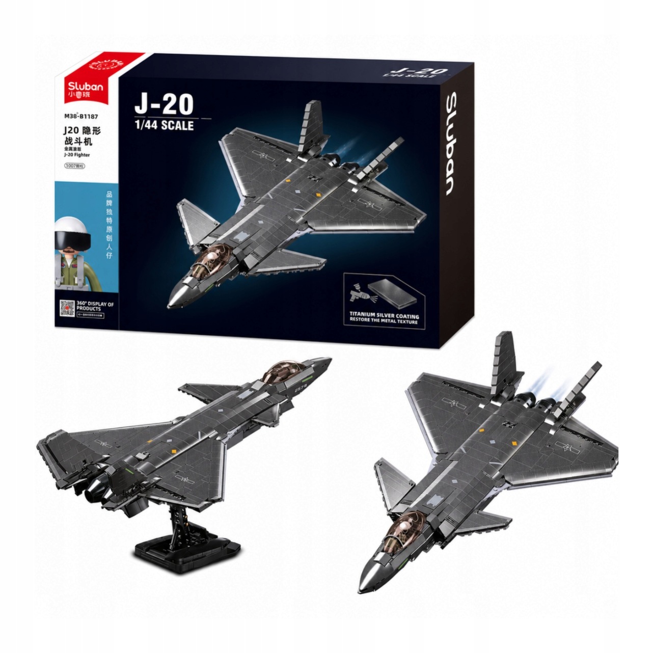 Klocki Sluban Samolot Myśliwiec Stealth Armia 1007el Dzień Chłopaka