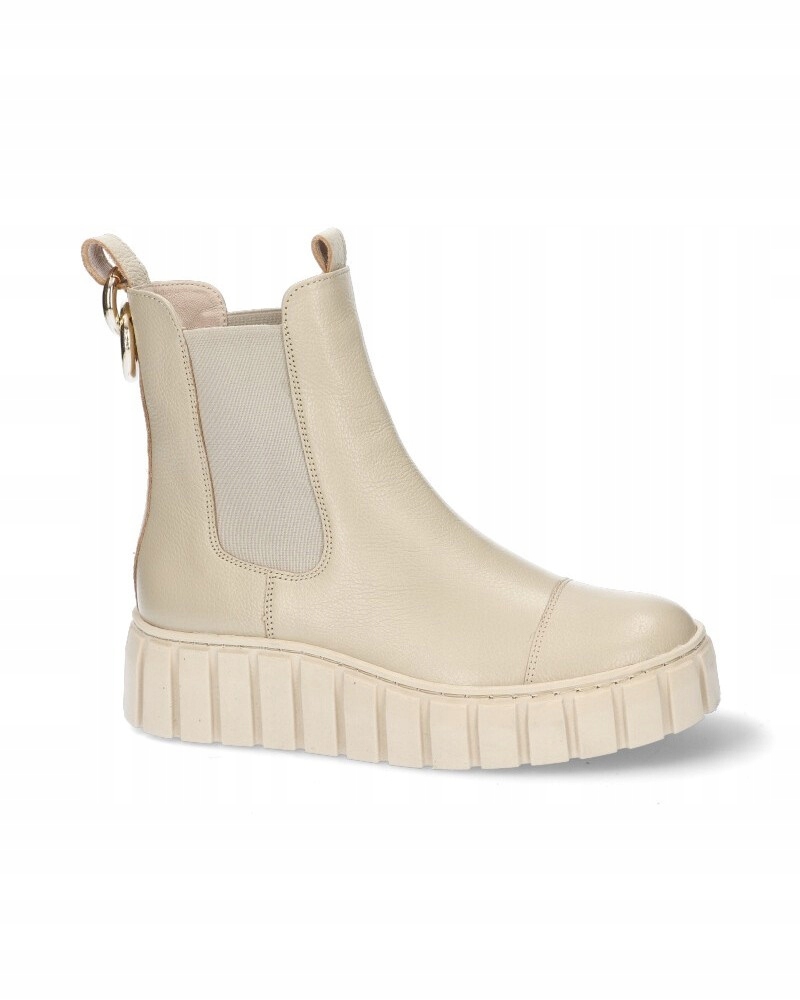 Béžové kotníkové boty workery platforma kožené polobotky dámské boty Karino 37