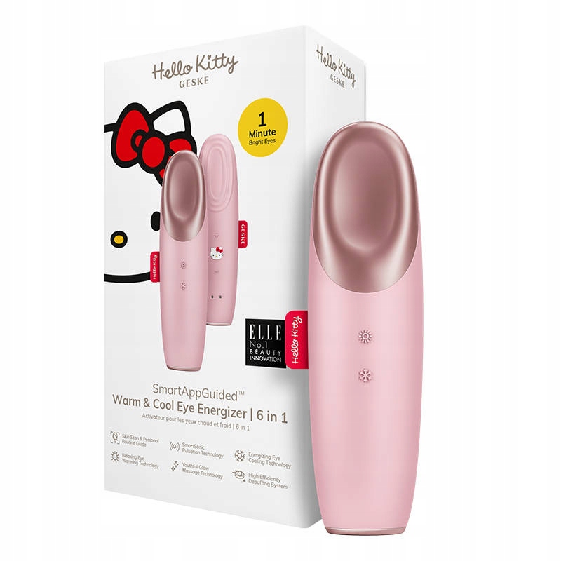 Masážní Přístroj na oči Geske 6v1 Teplo Chlad Relax Hello Kitty Růžový