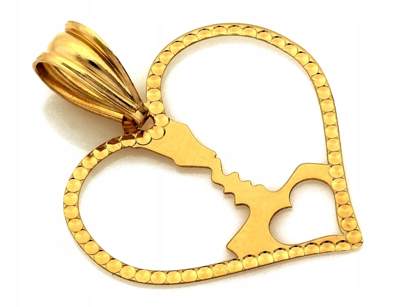Zlatý přívěsek 585 srdce ažurové profily tváře pár zamilovaný jako dárek