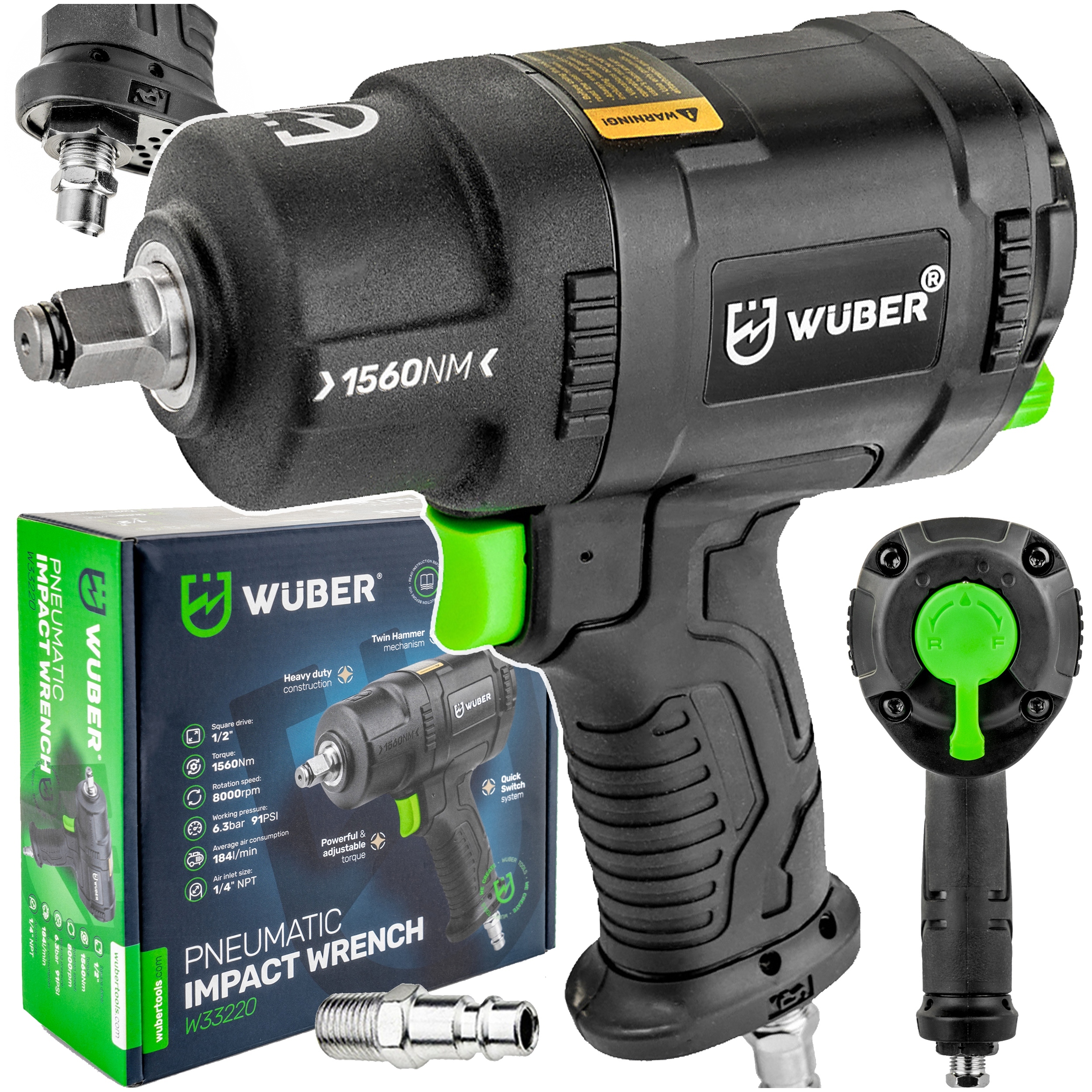 Kompozitní Pneumatický Rázový Klíč S Příklepem Pro Kola 1560 Nm 1/2"