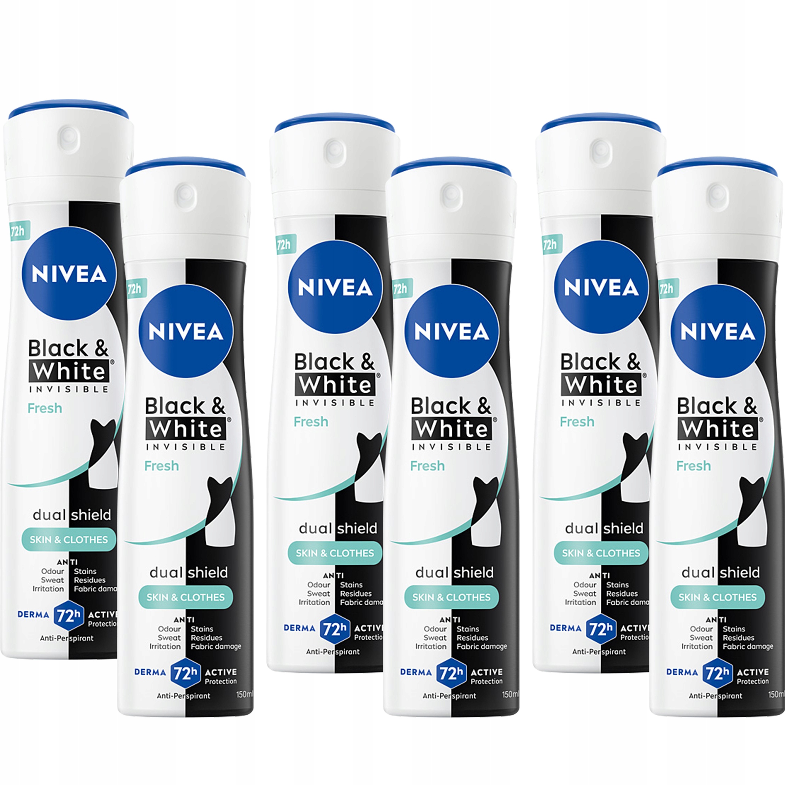 Nivea Antiperspirant B&w Fresh 6 x 150 ml sprej