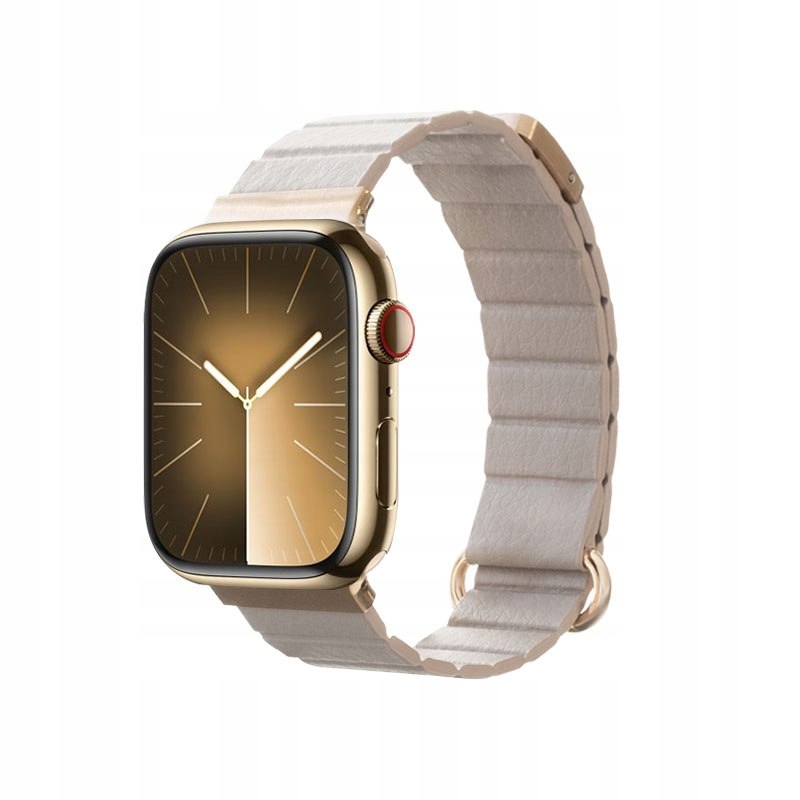 Crong Eclipse Kožený magnetický řemínek pro Apple Watch 38/40/41/42 mm (béžový)