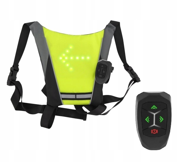 Kamizelka Odblaskowa Sygnalizacja Led kierunkowskazy +Pilot hulajnoga rower