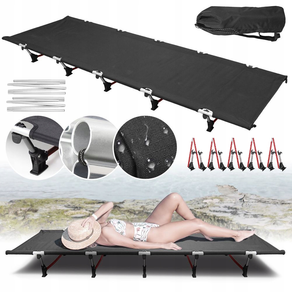 Przenośne Składany Łóżko Turystyczne Biwakowa Ogrodowy Łóżko Wodoodporny