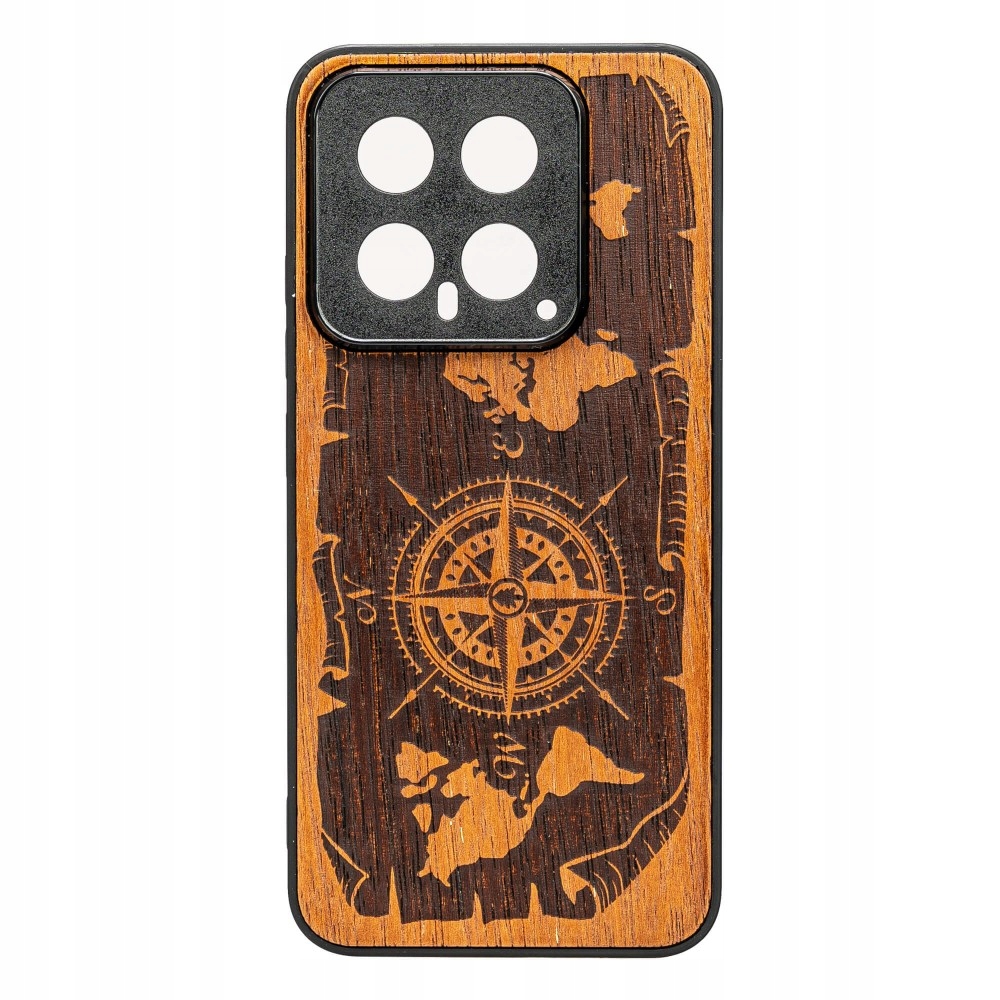 Dřevěné Pouzdro Bewood pro Xiaomi 14 Růže Větrů Merbau