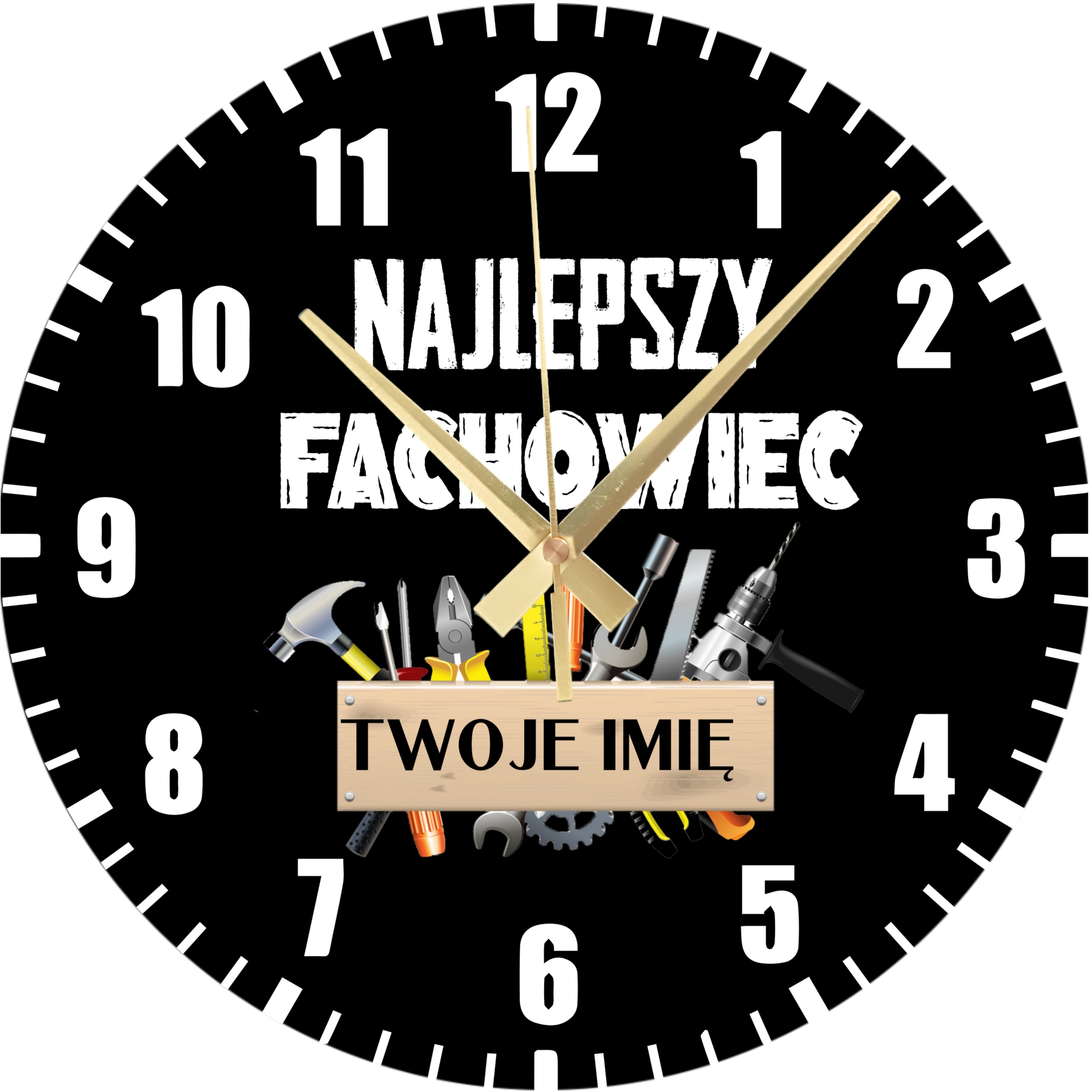 Dekorativní nástěnné hodiny Nejlepší odborník Vaše jméno Dárek 45 cm