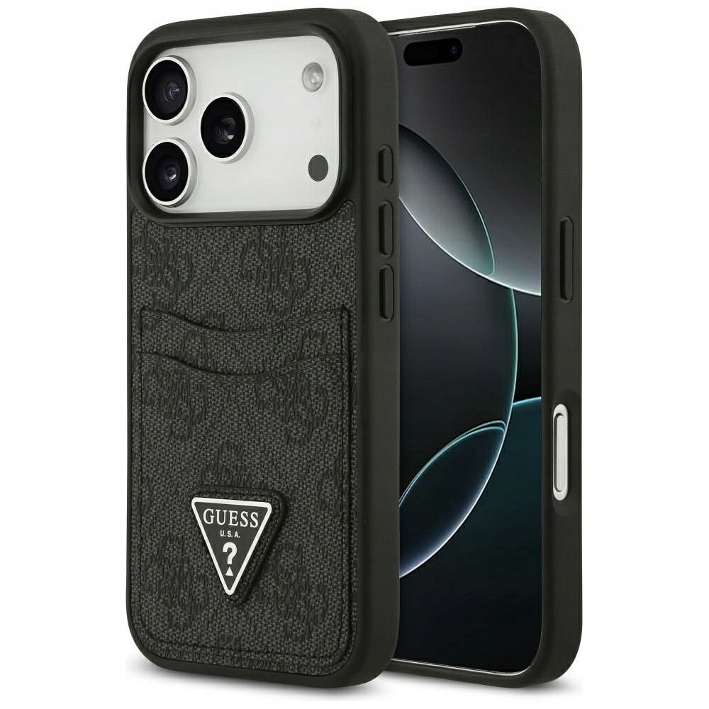 Pouzdro pro iPhone 17 Pro 4G Double Card Triangle Guess, černé