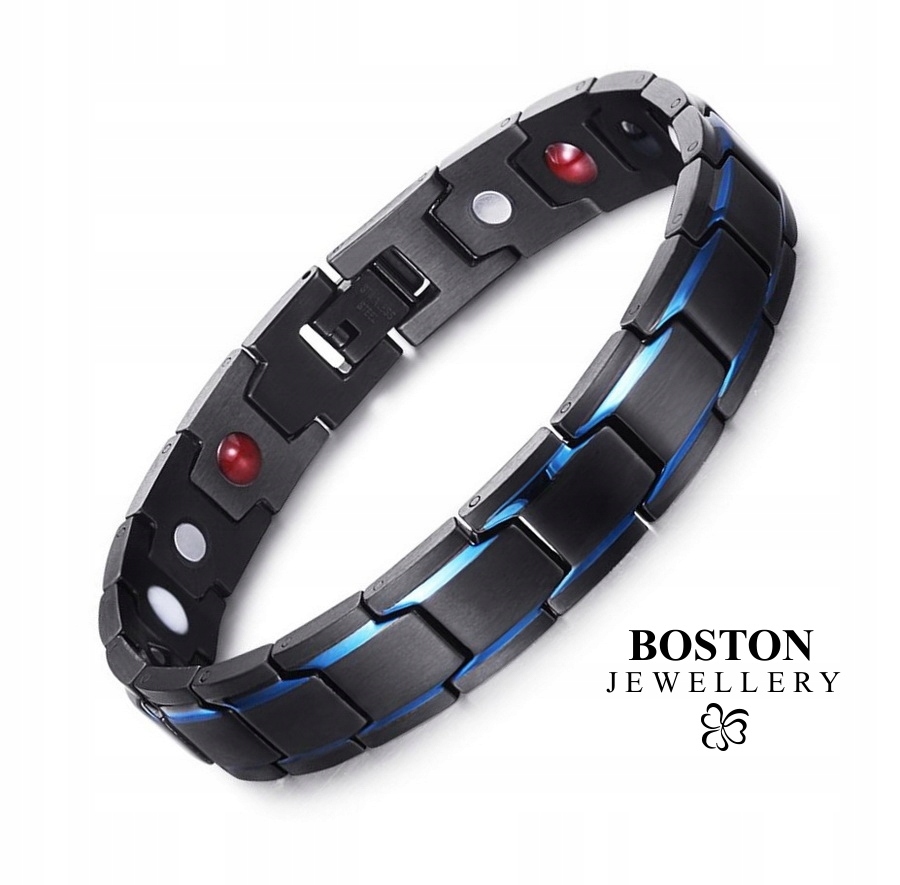 CZARNA ZDROWOTNA BRANSOLETA MĘSKA MAGNETYCZNA MOC Marka Boston Jewellery