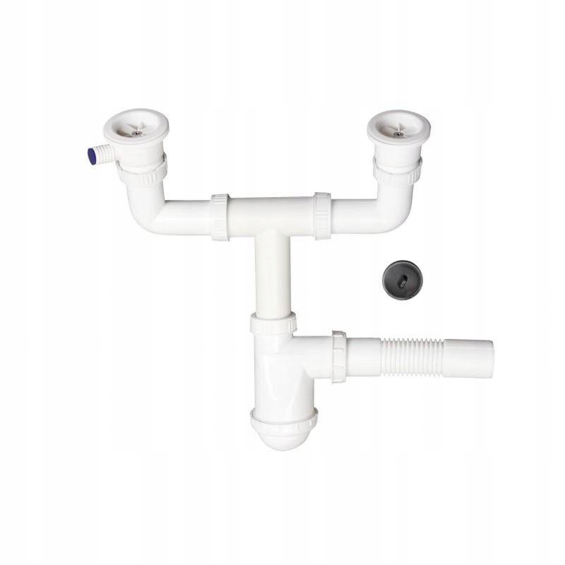 HYDROLAND SYFON ZLEWU Z ODPŁYWEM NA PRALKĘ PODWÓJNY