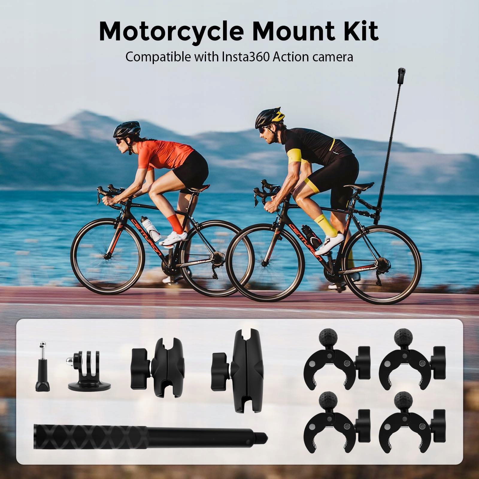 JAOGAUS Uchwyt Motocyklowy Zestaw Do Fotografii Kompatybilny Z Insta360 — miniatura 2