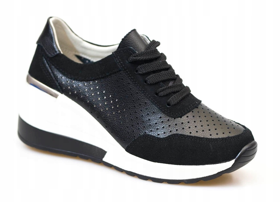 

czarne skórzane sneakersy S. Barski 97799
