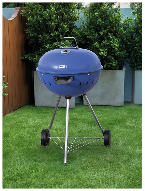 Grill Węglowy Ogrodowy Kulisty Ruszt 54 cm Pokrywa Kółka Yato YG-20302
