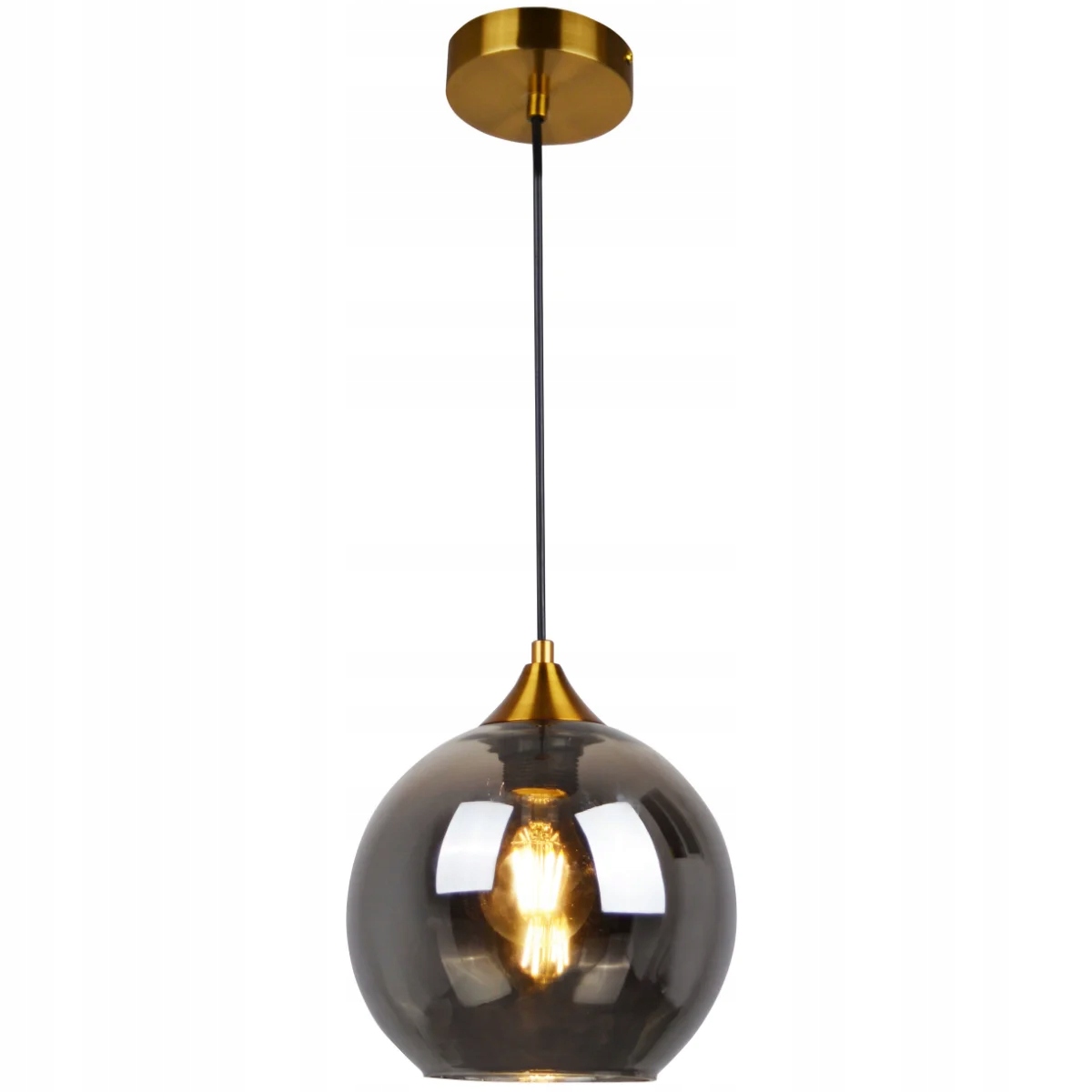 Závěsná lampa zlatá kouřová černá skleněná koule loft nad stůl Polux