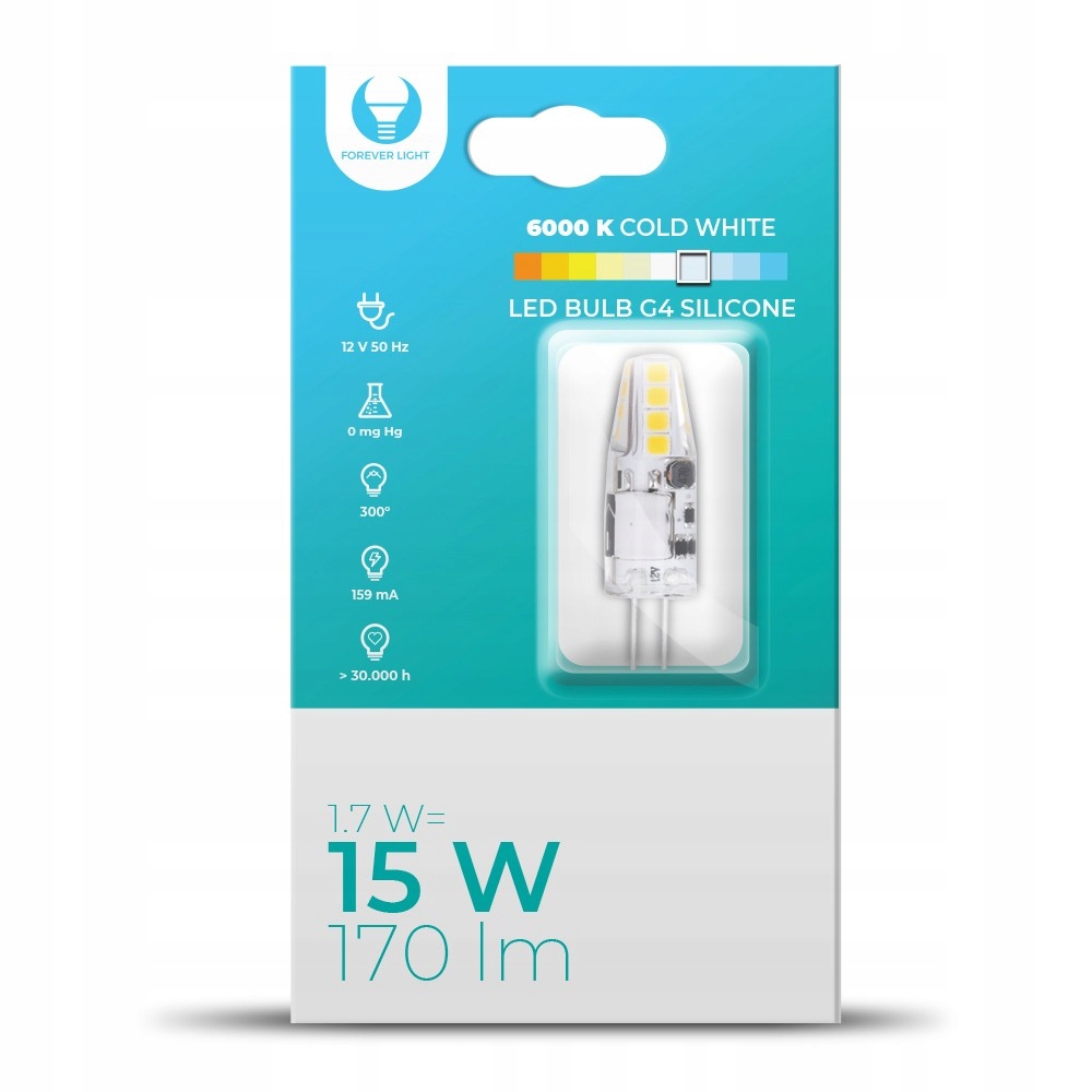 

Żarówka Led G4 Silikon 1.7W 12V Ac/dc 6000K 170lm