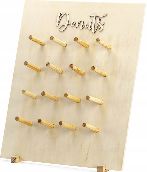 ŚCIANKA NA DONUTY DREWNO STOJAK PĄCZKI SŁODKI STÓŁ BABY SHOWER NA IMPREZĘ