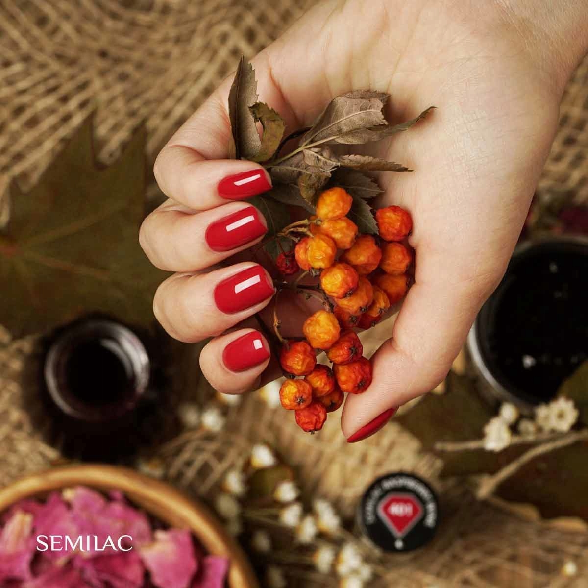 Semilac 401 Raspberry Wine UV LED Lakier Hybrydowy do paznokci 7ml Kolor Odcienie czerwieni i różu