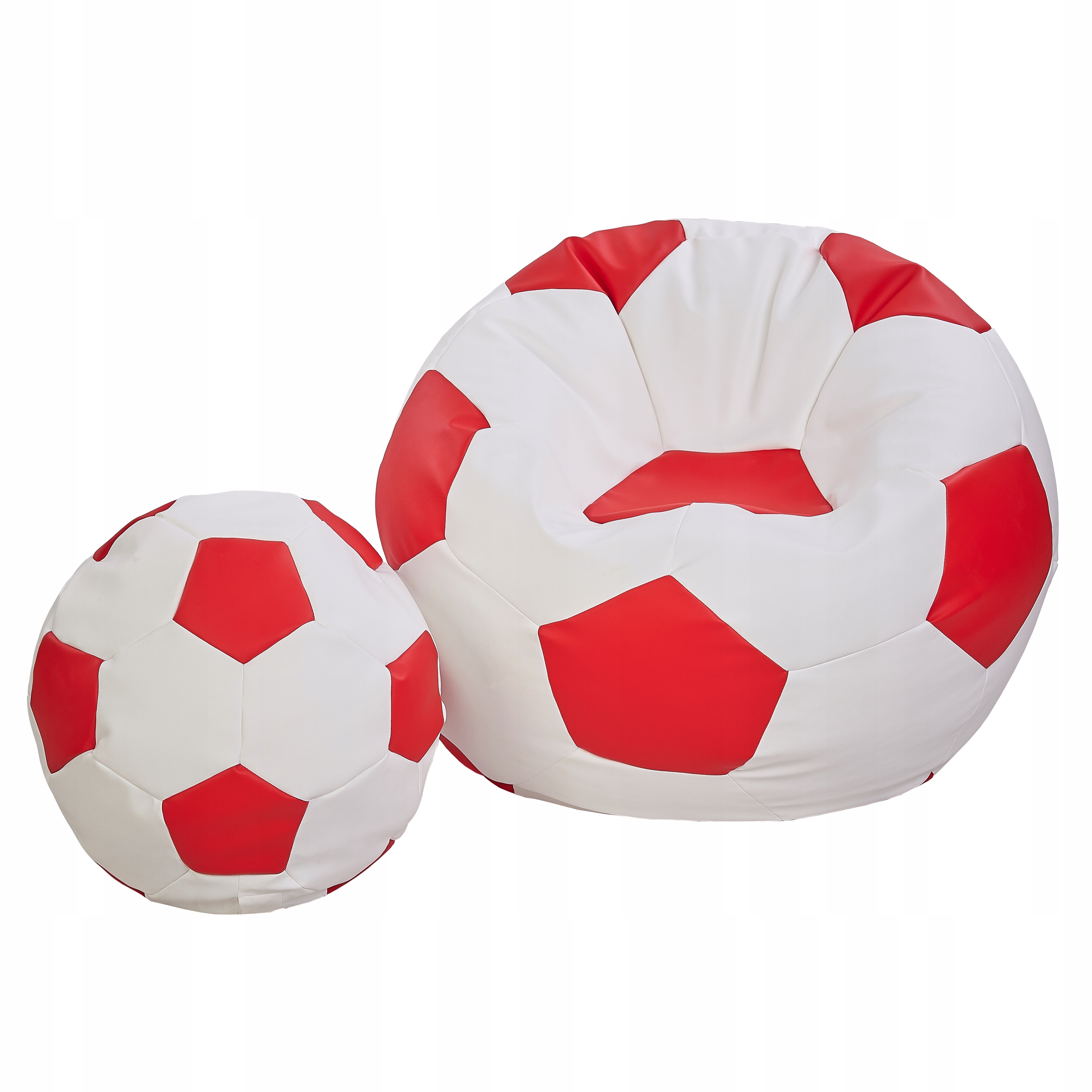 PUFA PIŁKARSKA PIŁKA SIEDZISKO + PODNÓŻEK | PUF Z EKOSKÓRY DO KIBICOWANIA