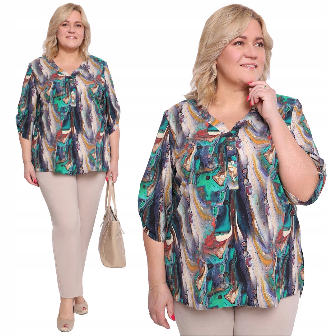 Zelená halenka s plus size vzorem velikost 58