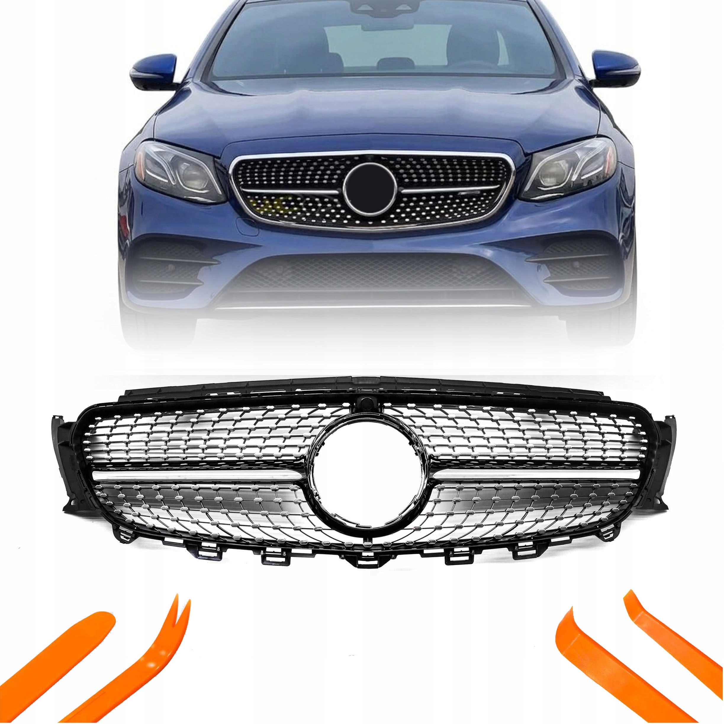 Atrapa Grill Mercedes Db E W213 15-19 Černý Lesk Diamant