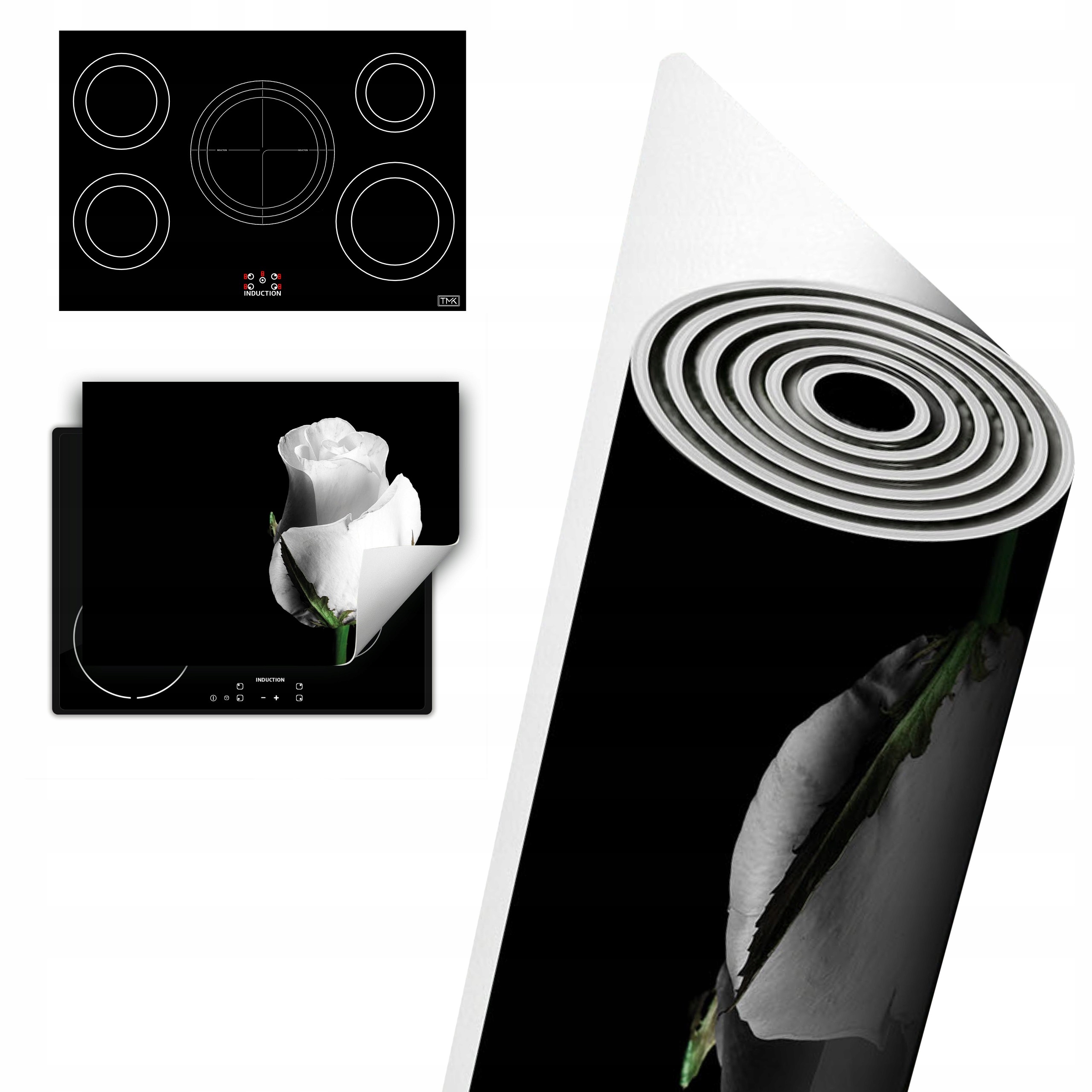 Vinylová Ochrana Na Indukci Deska 80x52 černá tulipán