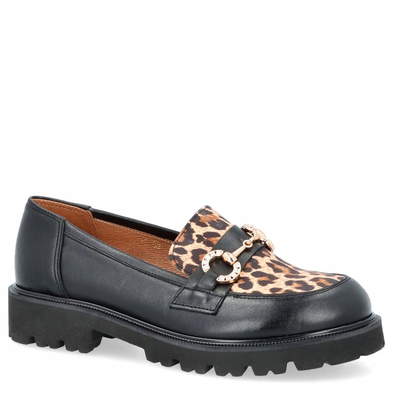 Kožené mokasíny s ozdobou Tymoteo G1070 Černé Panterka 38