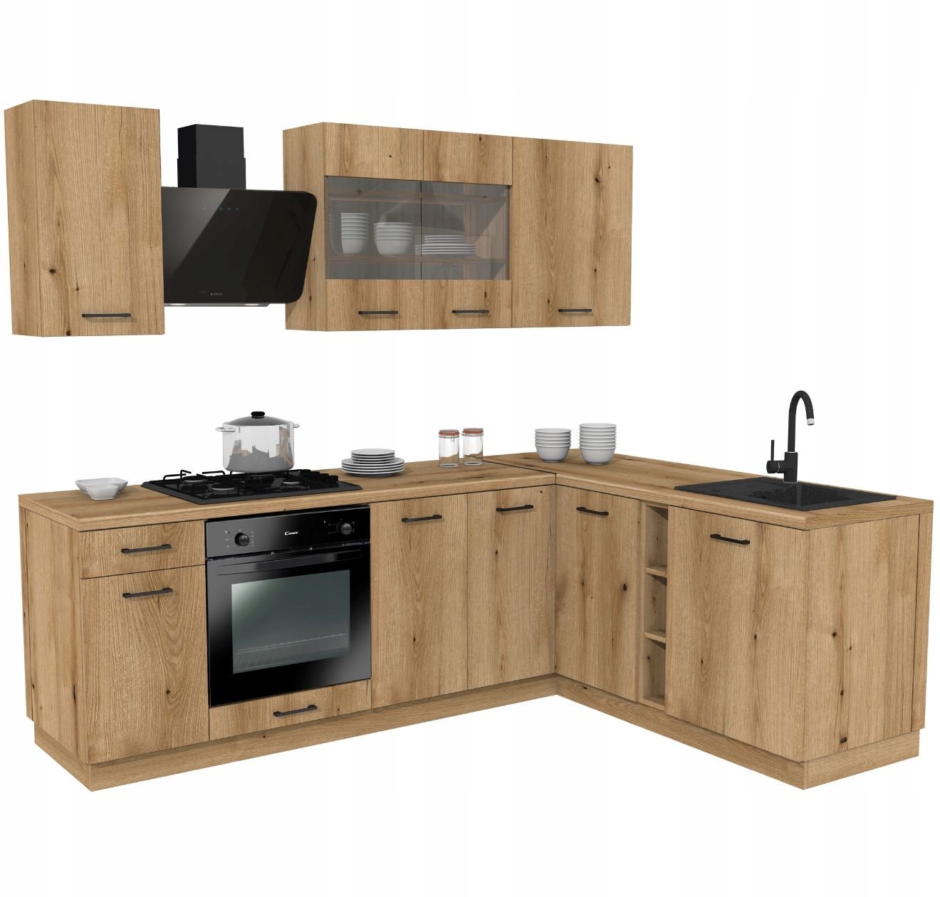 Kuchyňská sada Rohová kuchyně Capri 240/180 Dub Evoke s pracovní deskou