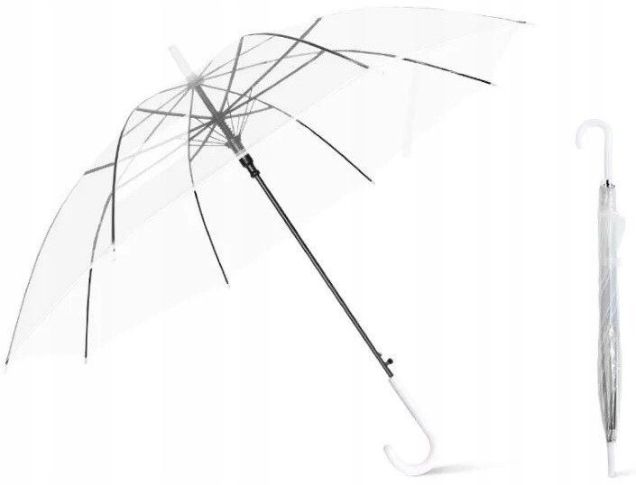 PARASOL PRZEZROCZYSTY parasolka ŚLUBNA BIAŁA duża składana AUTOMAT LEKKA Model PARASOLKA NA ŚLUB AUTOMAT MOCNY
