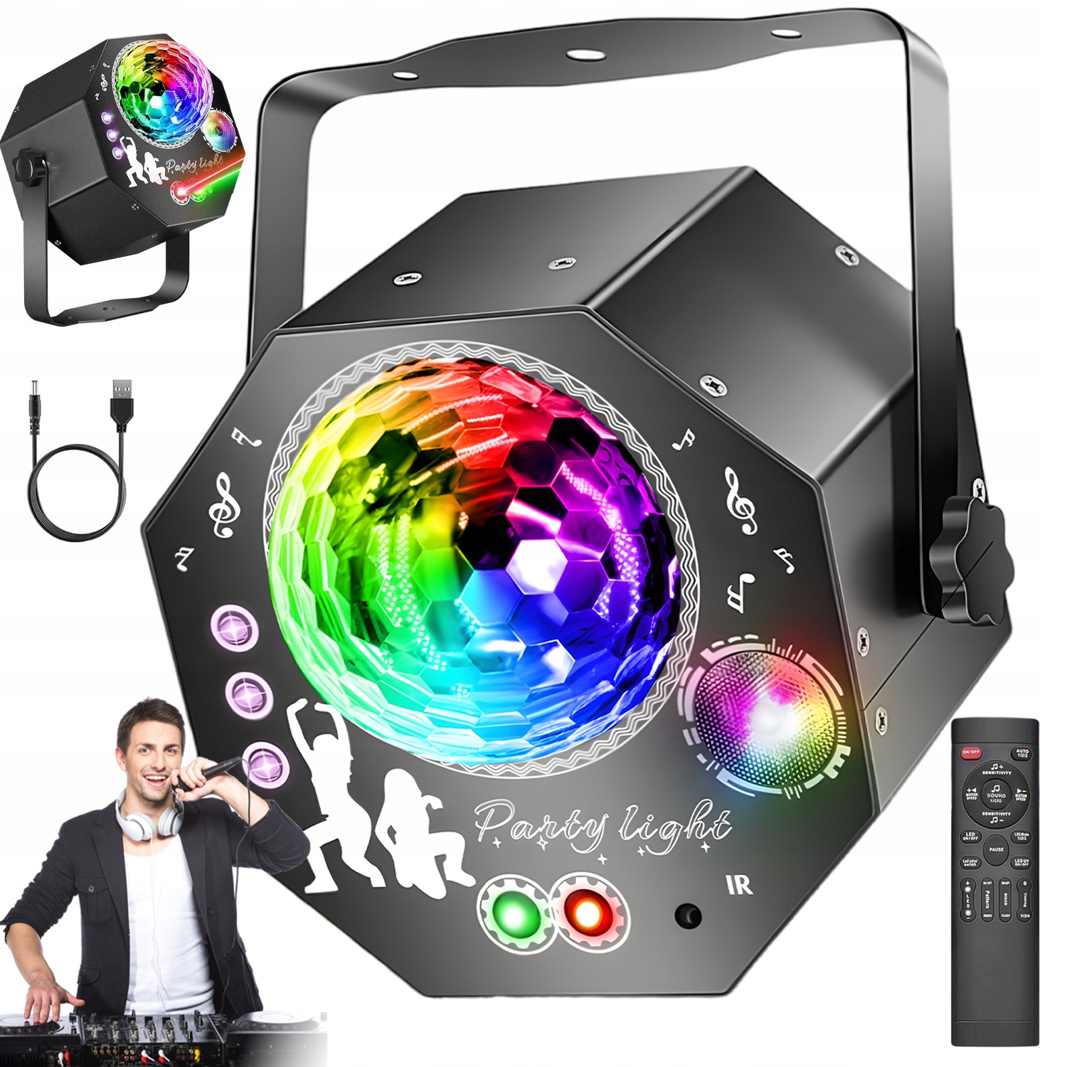 Projektor Diskotéková Koule Laser Diskotékový S Dálkovým Ovládáním Hudební Režim Led Rgb