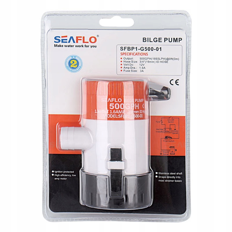 POMPA ZĘZOWA SEAFLO 350 GPH 22l/min 12V - 04079 Model Pompa Zęzowa 22L/min