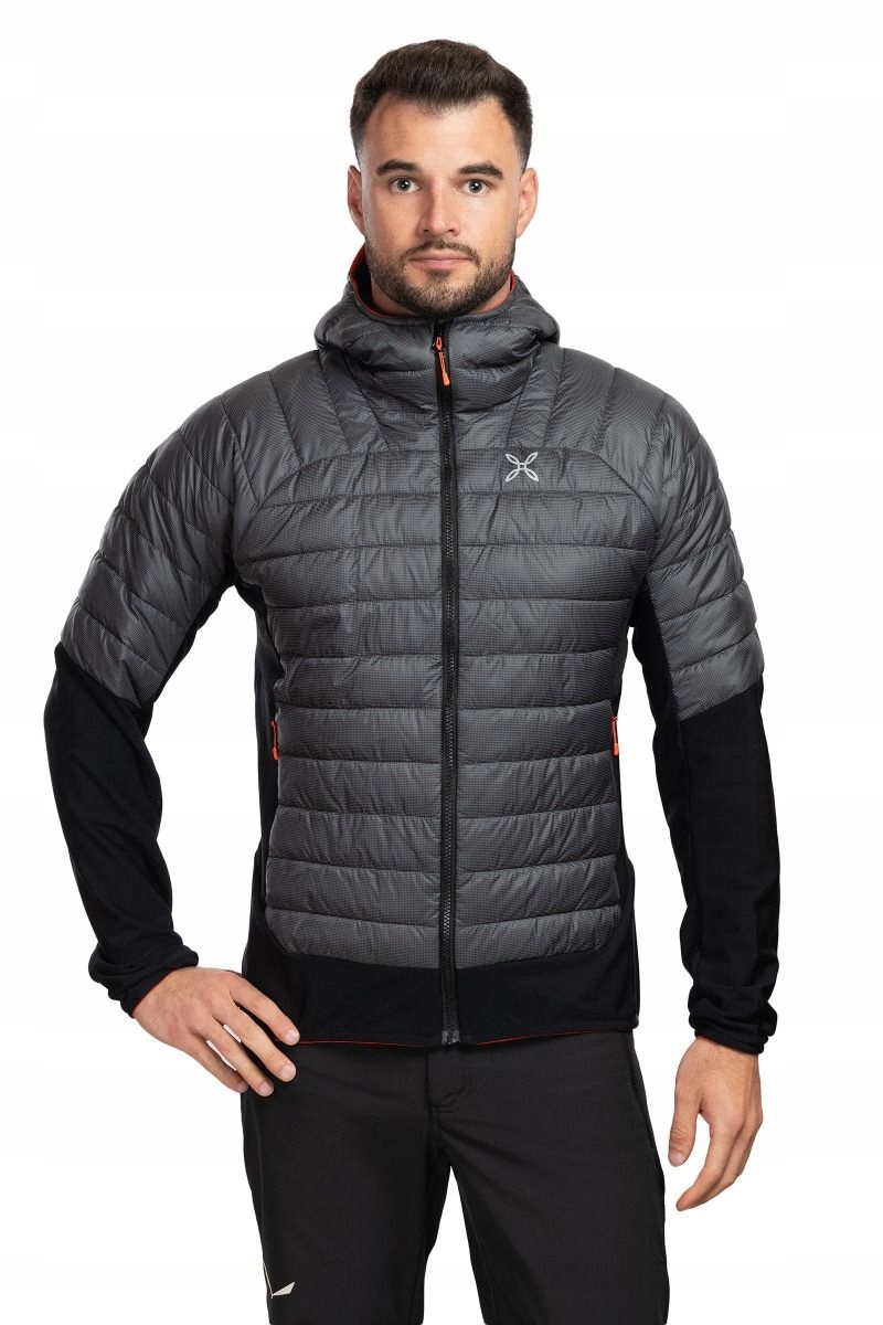 montura Pánská zateplená bunda Peak Hybrid Hooded šedá