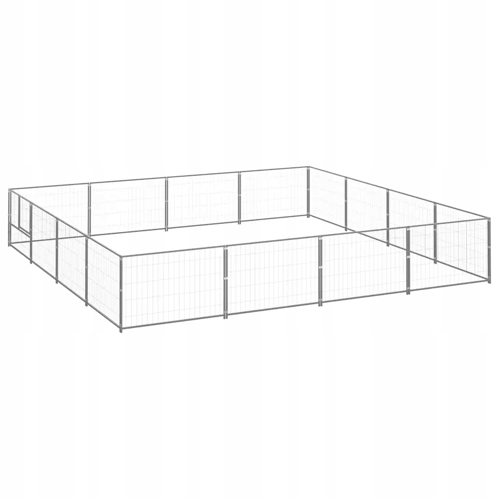 Levně Psí kotec stříbrný 16 m² ocel