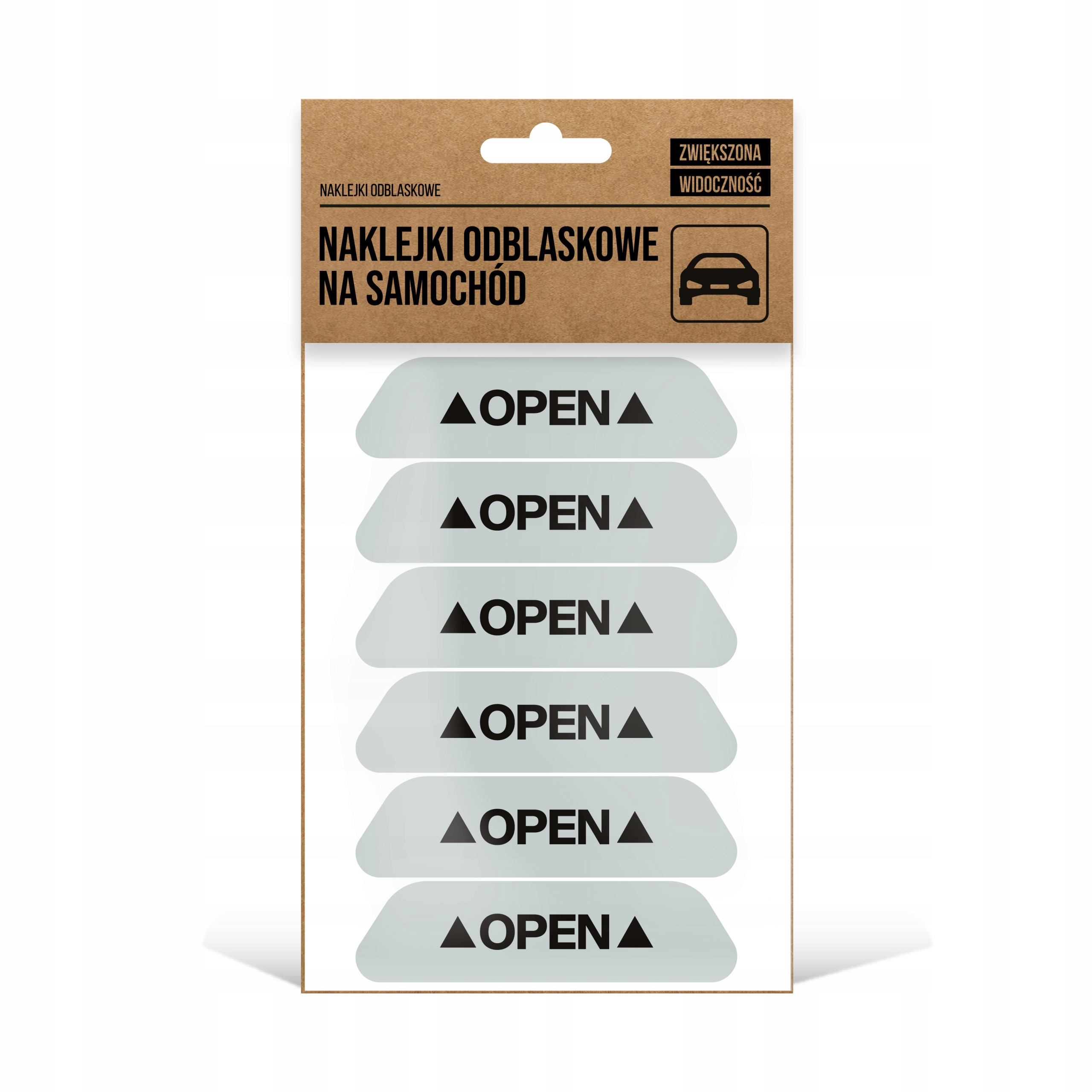 

Naklejki odblaskowe Open auto drzwi bagażnik 6 szt