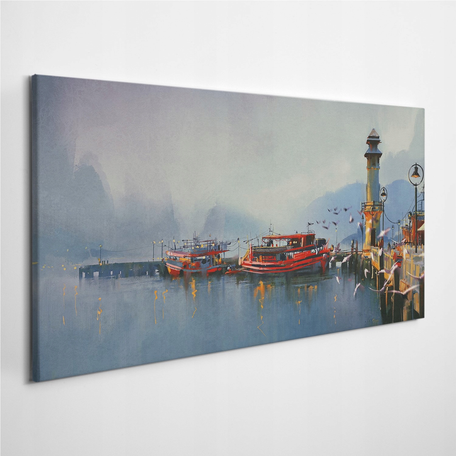 

Fotoobraz na płótnie Łódka Port Akwarele 120x60 cm